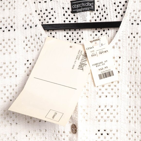 Objects DArt VTG Cardigan Sweater L White Cropped Boho Indie Hippie Sweetheart - Picture 6 of 7